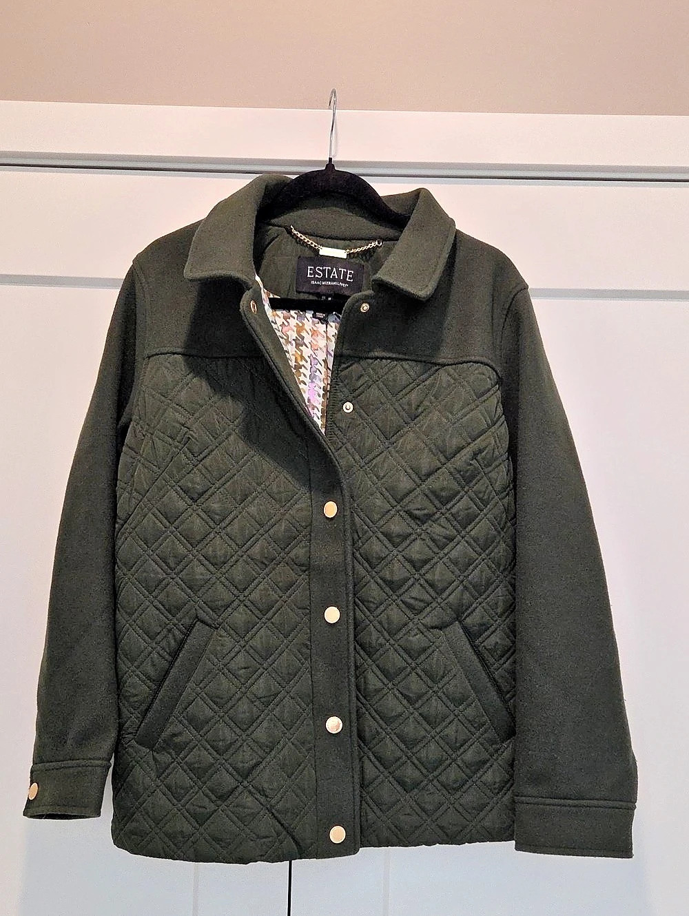 Estate by Isaac Mizrahi Live! Quilted Utility Jacket in Green Size Medium Like